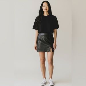 Sixth June Paris Women’s Black Croc Coated Skirt